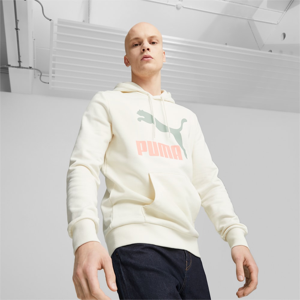 Puma Classics Logo Hoodie - Warm White-Green Fog