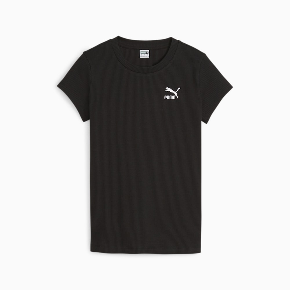 Puma CLASSICS Ribbed Slim Tee - Black