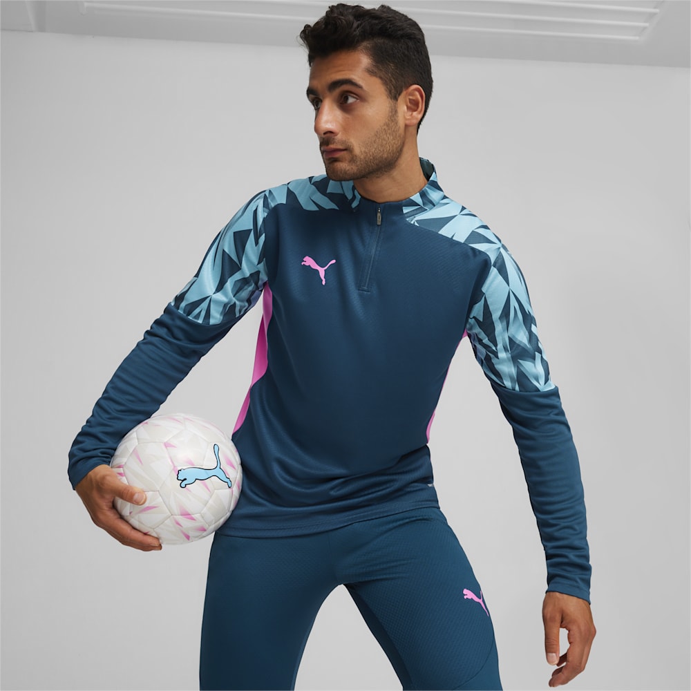 Puma individualFINAL Quarter-Zip Soccer Top - Ocean Tropic-Bright Aqua