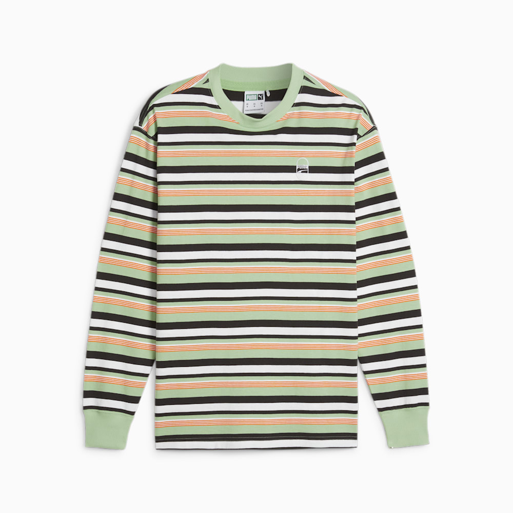 Puma DOWNTOWN 180 Striped Tee - Pure Green-AOP