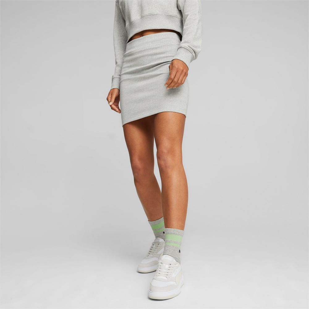 Puma Classics Ribbed Skirt - Light Gray Heather