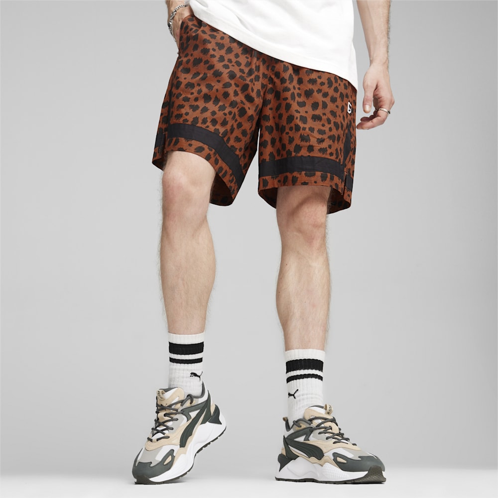 Puma DOWNTOWN Kitten Print Shorts - Teak-AOP