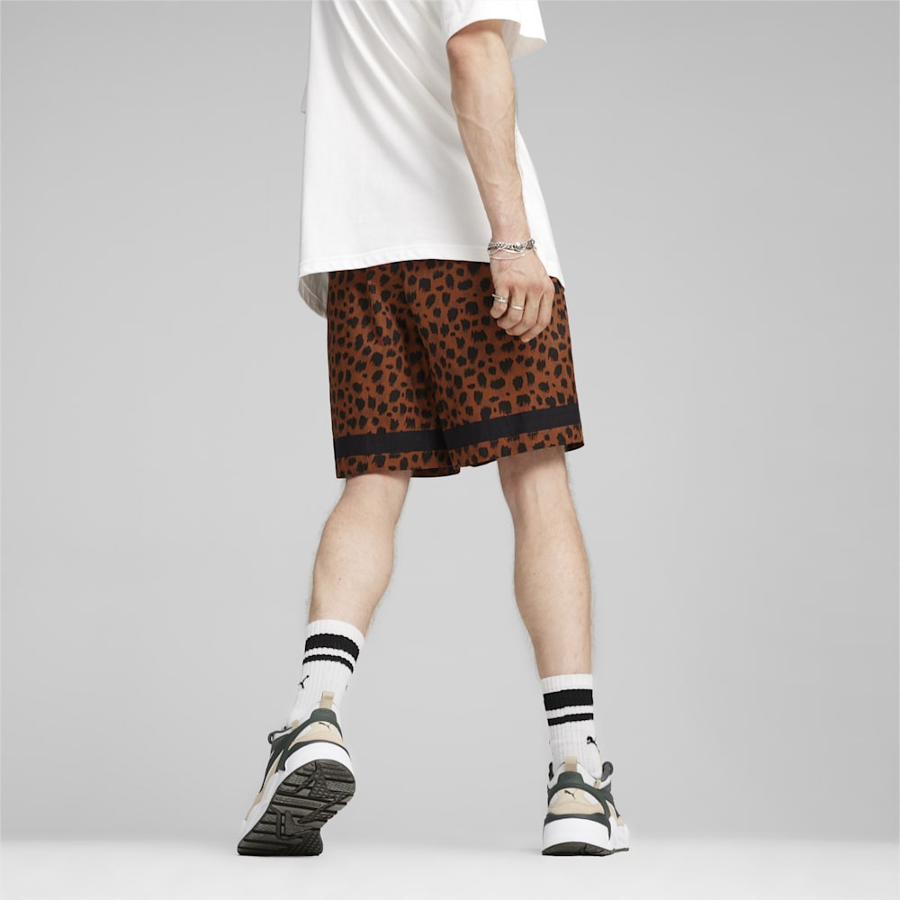 Puma DOWNTOWN Kitten Print Shorts - Teak-AOP