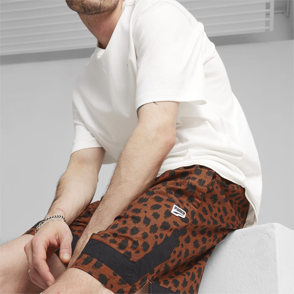 Puma DOWNTOWN Kitten Print Shorts - Teak-AOP