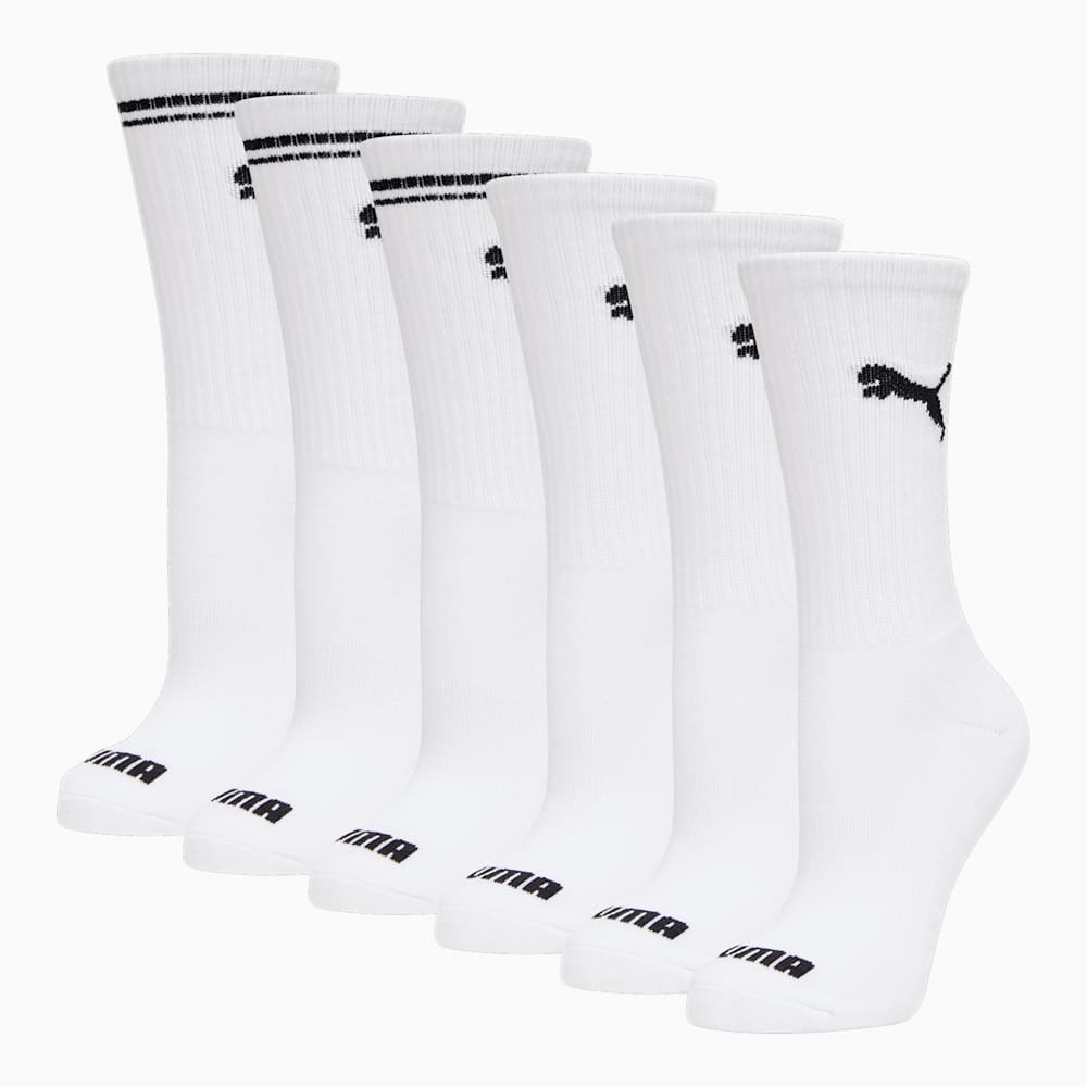 Puma Half-Terry Crew Socks (6 Pack) - WHITE / BLACK