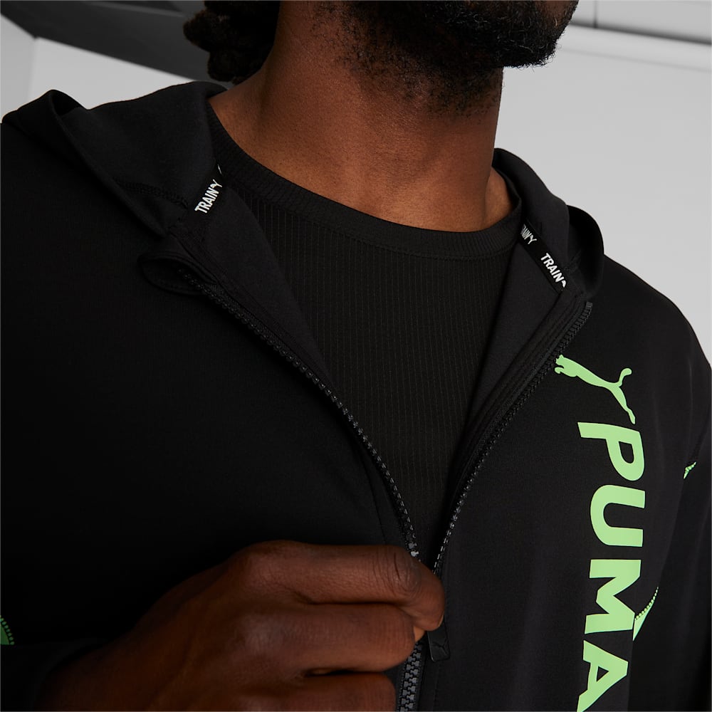 Puma Fit Double Knit Full-Zip Hoodie - Black-Speed Green