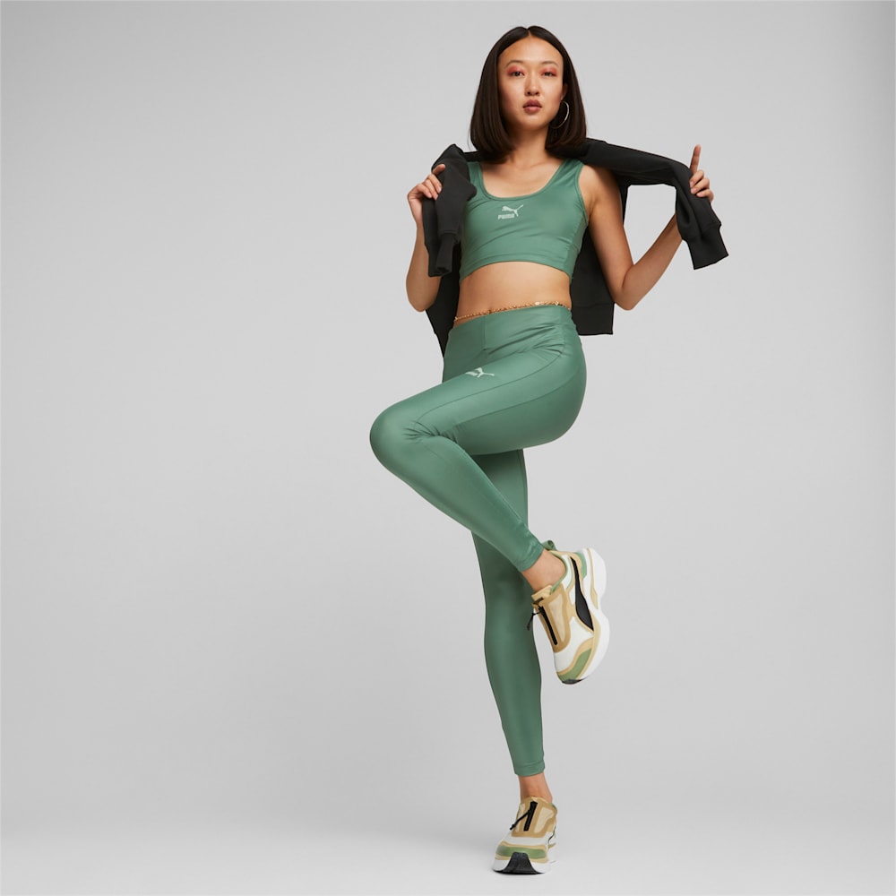 Puma T7 Shiny Cropped Top - Deep Forest