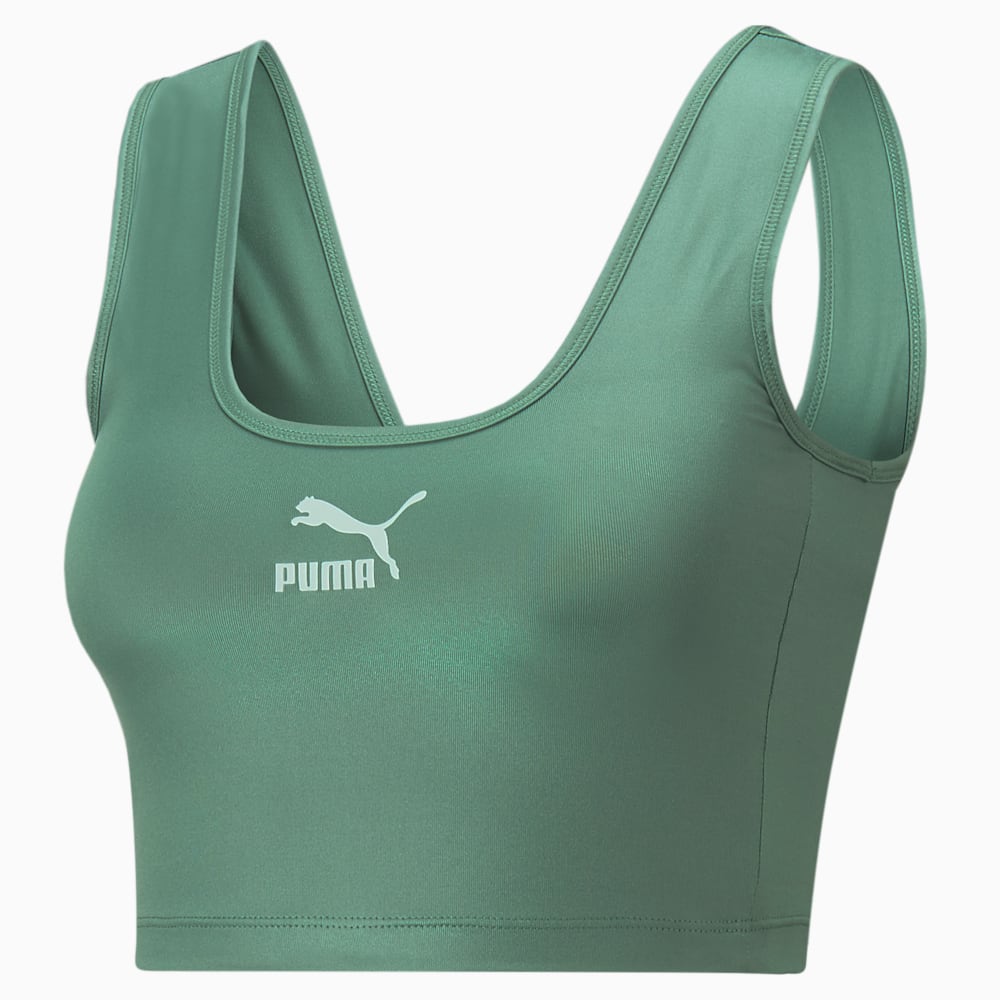 Puma T7 Shiny Cropped Top - Deep Forest