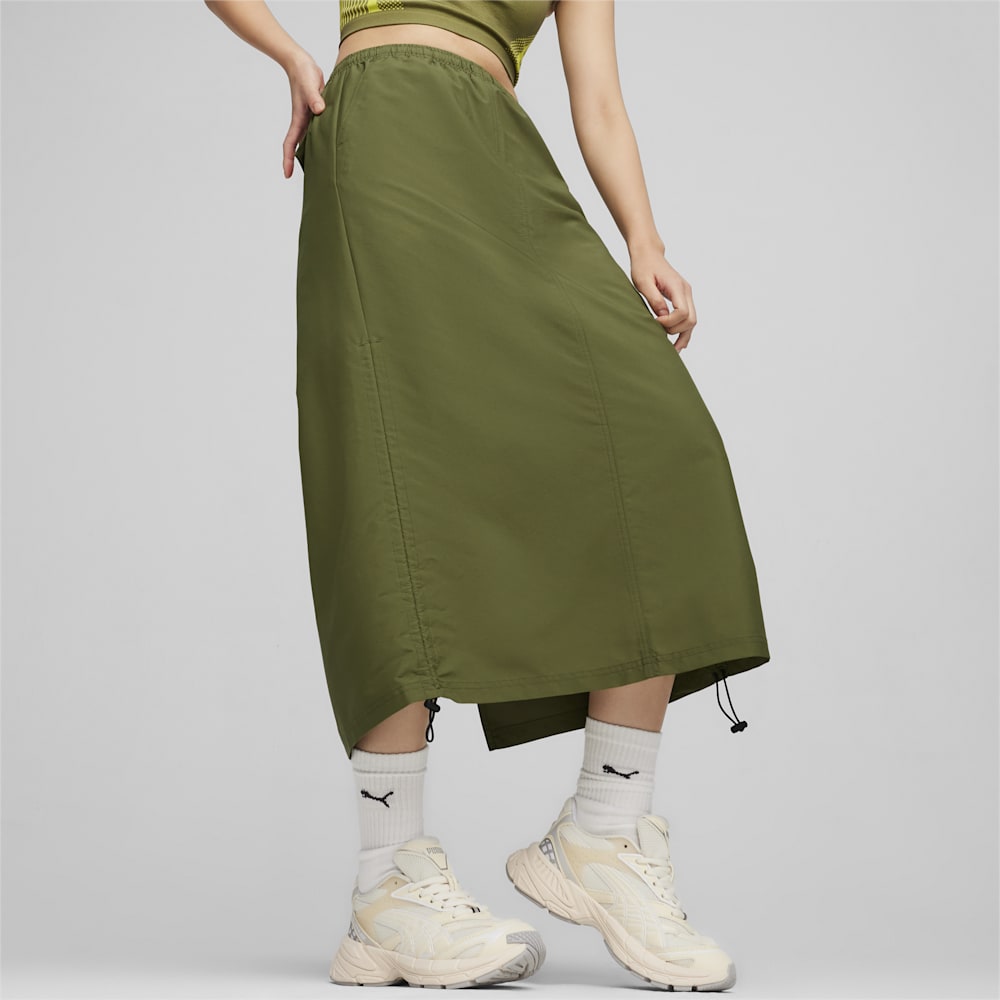 Puma DARE TO Midi Woven Skirt - Olive Green