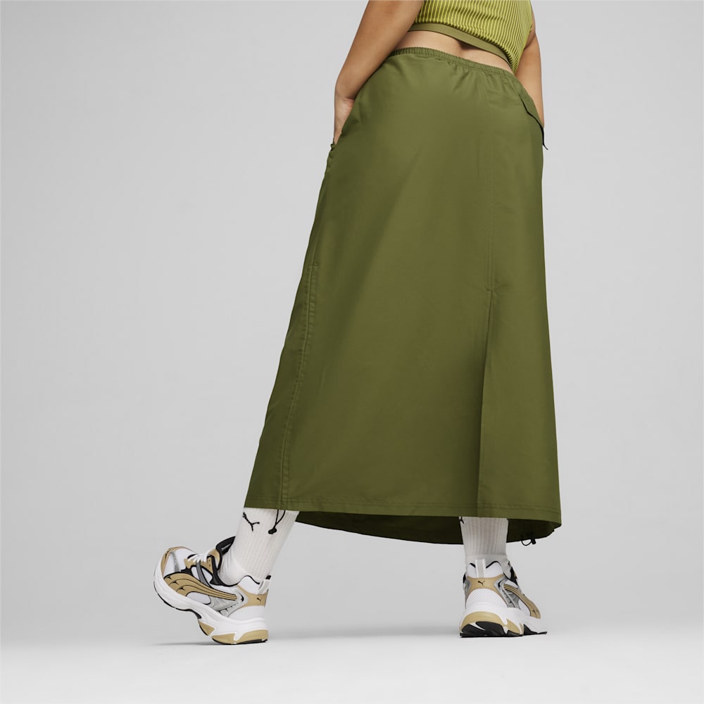 Puma DARE TO Midi Woven Skirt - Olive Green