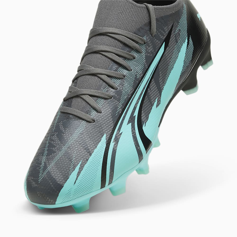 Puma ULTRA MATCH RUSH FG/AG Soccer Cleats - Strong Gray-White-Elektro Aqua