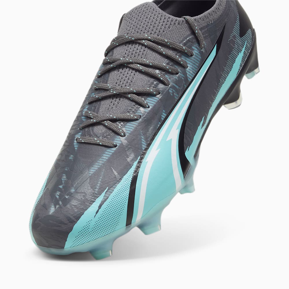 Puma ULTRA ULTIMATE RUSH FG/AG Soccer Cleats - Strong Gray-White-Elektro Aqua