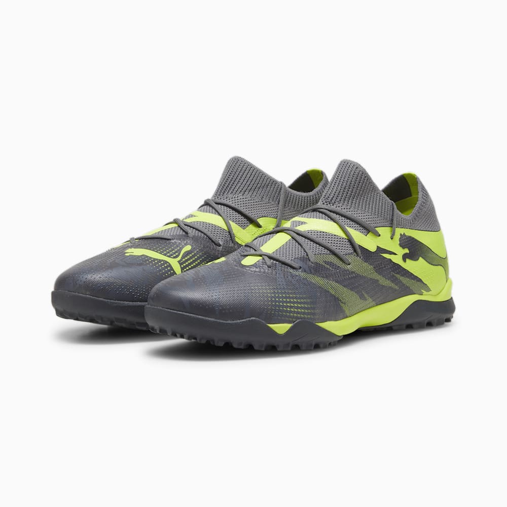 Puma FUTURE 7 MATCH RUSH TT Soccer Cleats - Strong Gray-Cool Dark Gray-Electric Lime