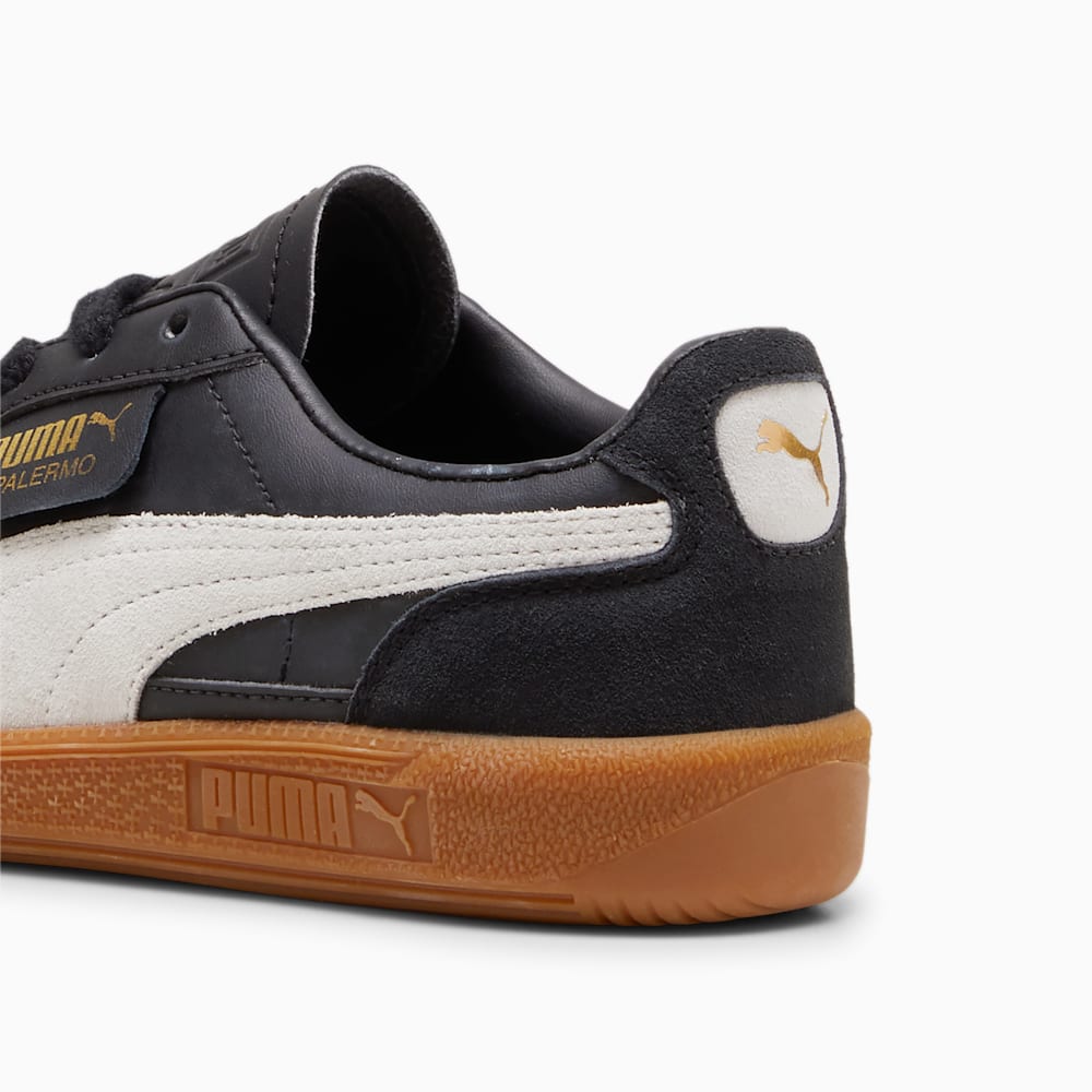 Puma Palermo Leather Big Kids Sneakers - Black-Feather Gray-Gum