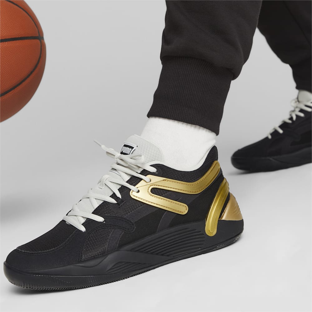 Puma TRC Blaze Court Basketball Shoes - Black-Sedate Gray-White-Metallic Gold