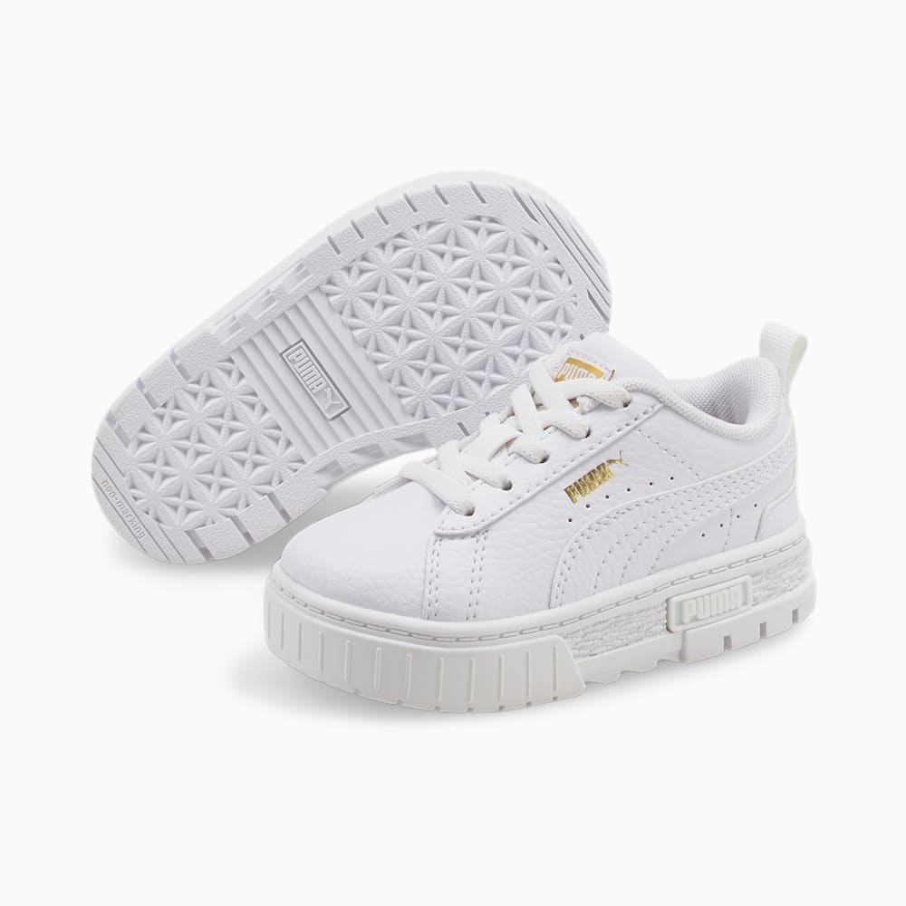 Puma Mayze Leather Toddler Shoes - White-Team Gold