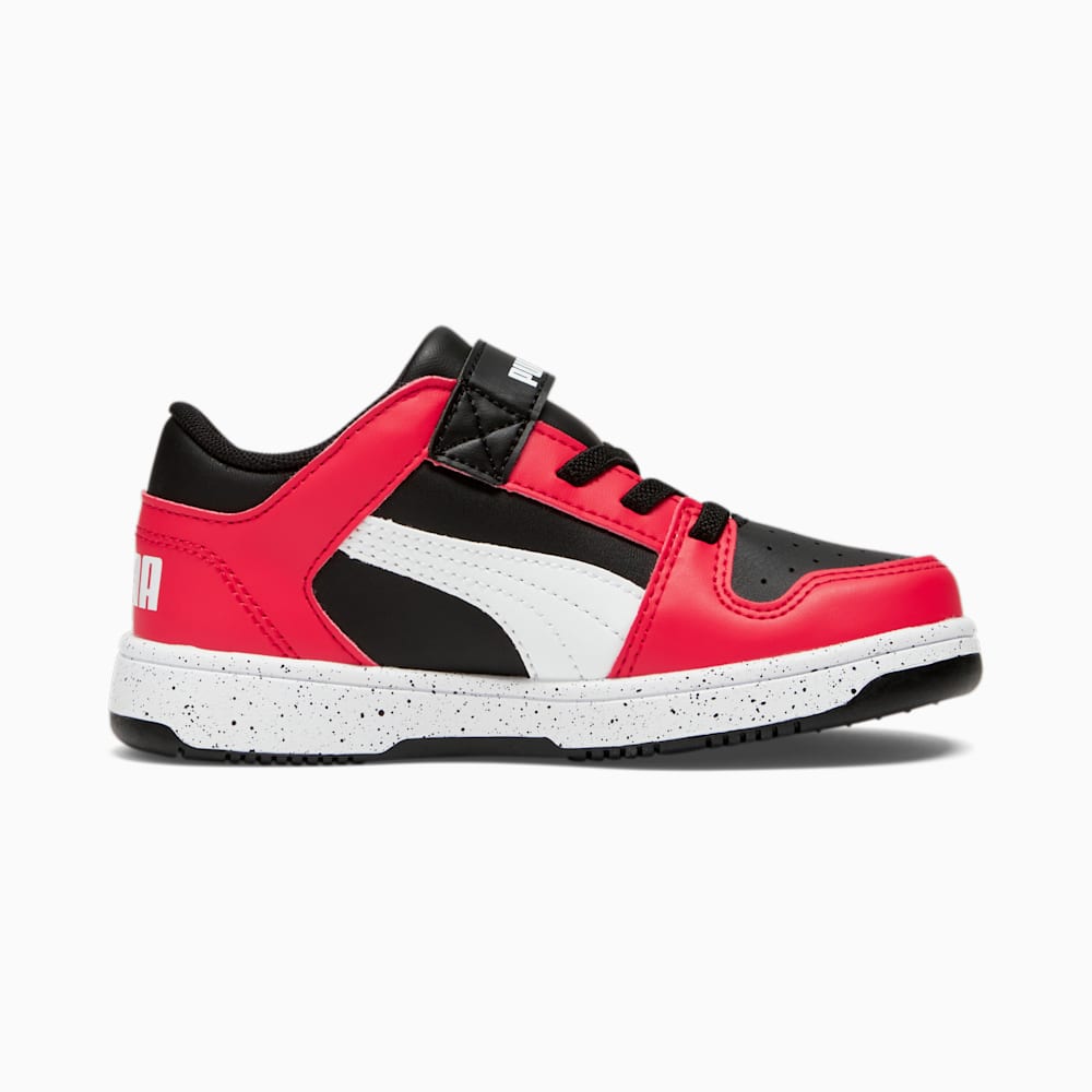 Puma Rebound V6 Lo Speckle Little Kids Sneakers - Black-White-High Risk Red