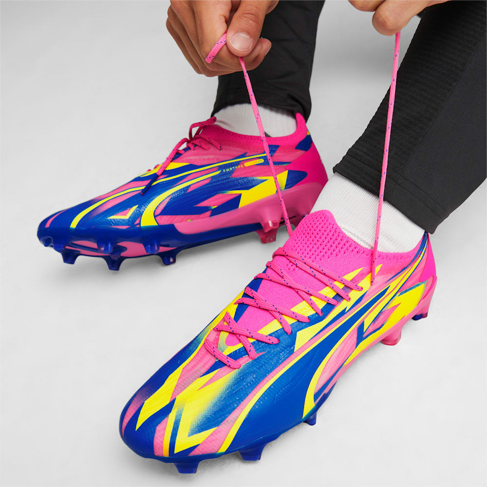 Puma ULTRA ULTIMATE ENERGY FG/AG Soccer Cleats - Luminous Pink-Ultra Blue-Yellow Alert