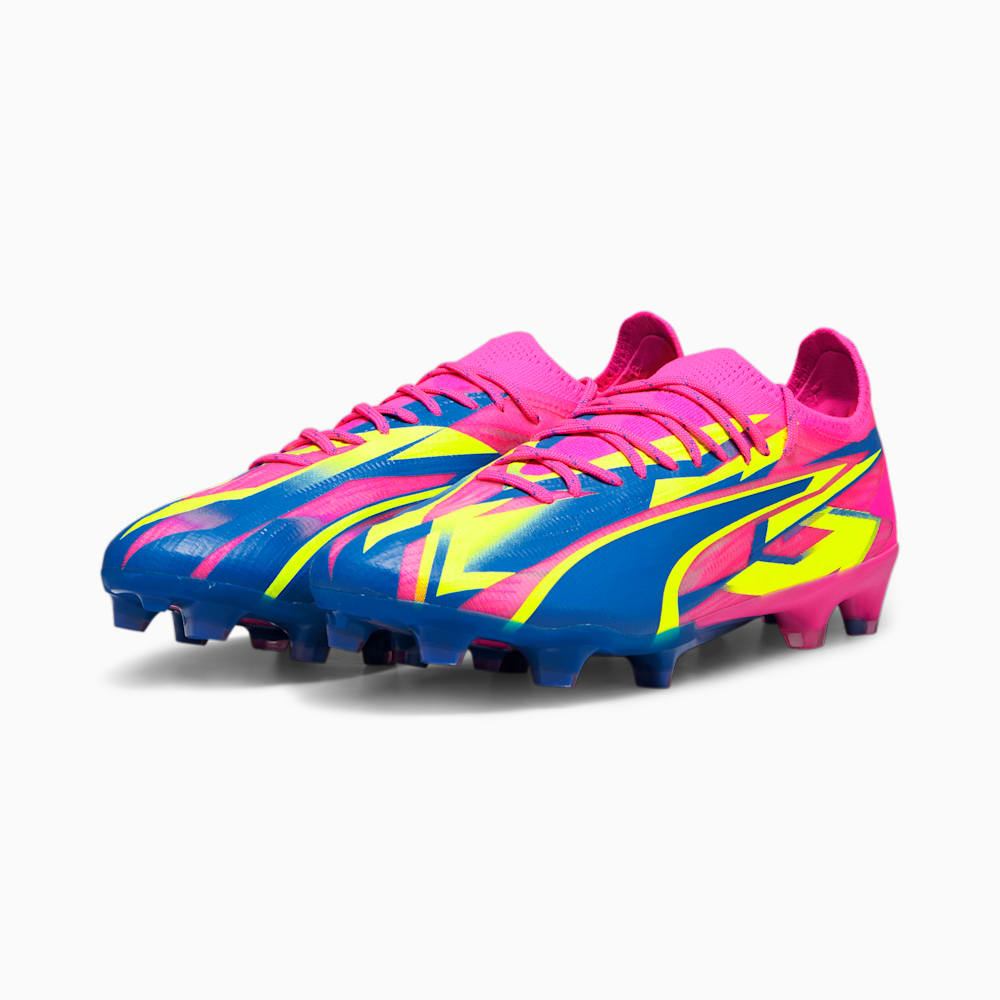 Puma ULTRA ULTIMATE ENERGY FG/AG Soccer Cleats - Luminous Pink-Ultra Blue-Yellow Alert