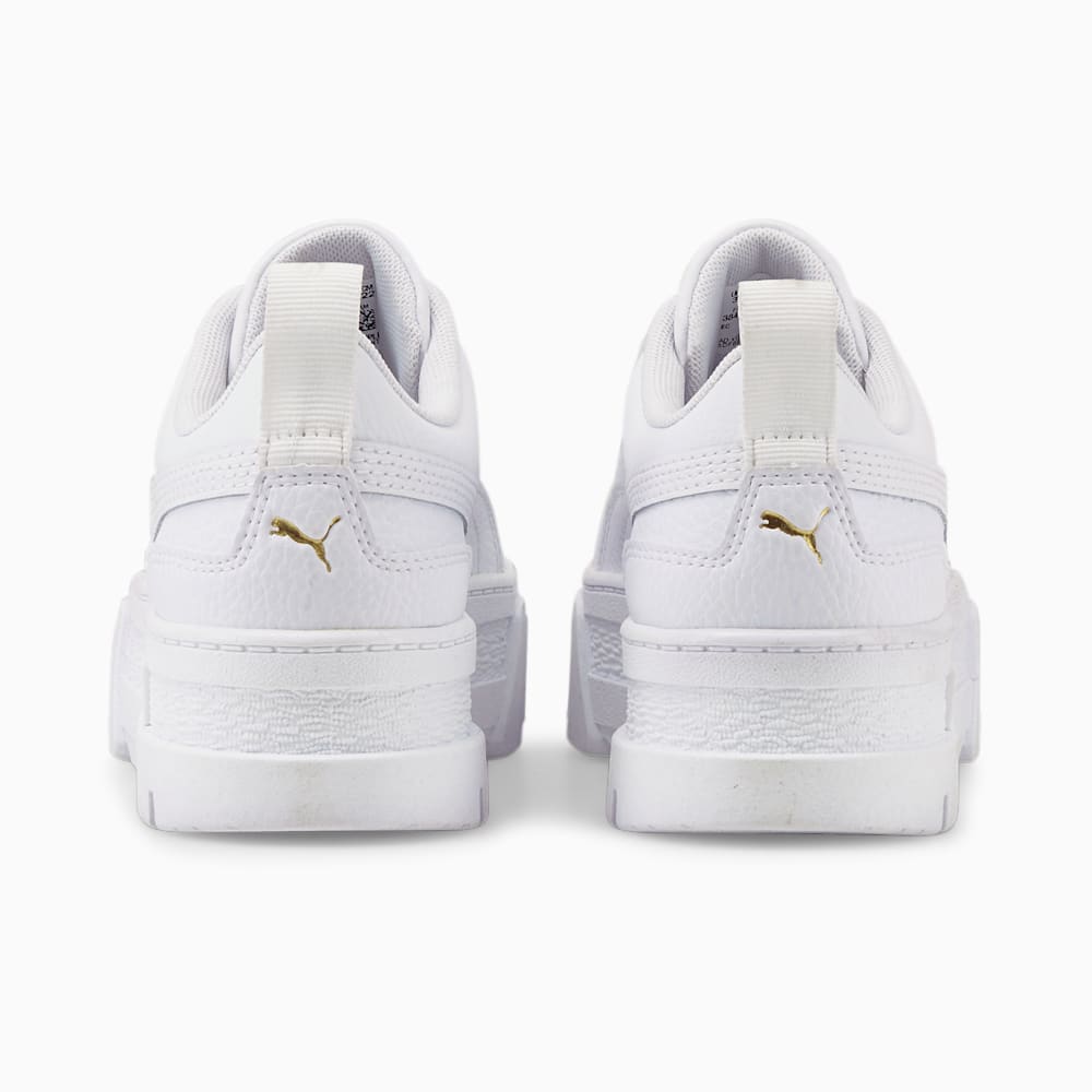 Puma Mayze Leather Big Kids Sneakers - White-Team Gold