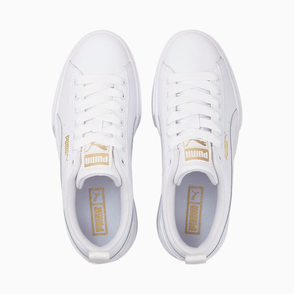 Puma Mayze Leather Big Kids Sneakers - White-Team Gold