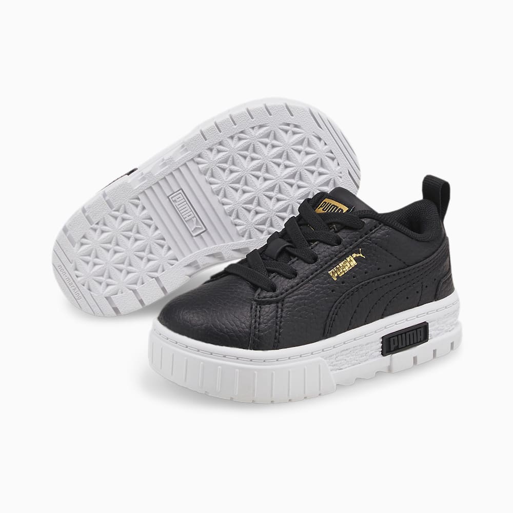 Puma Mayze Leather Toddler Shoes - Black-Team Gold