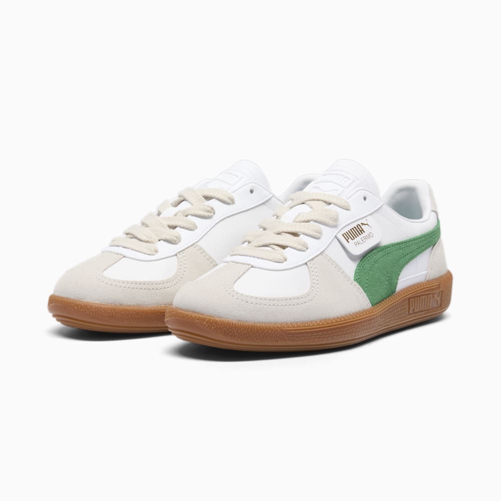 Puma Palermo Leather Sneakers - White-Vapor Gray-Archive Green