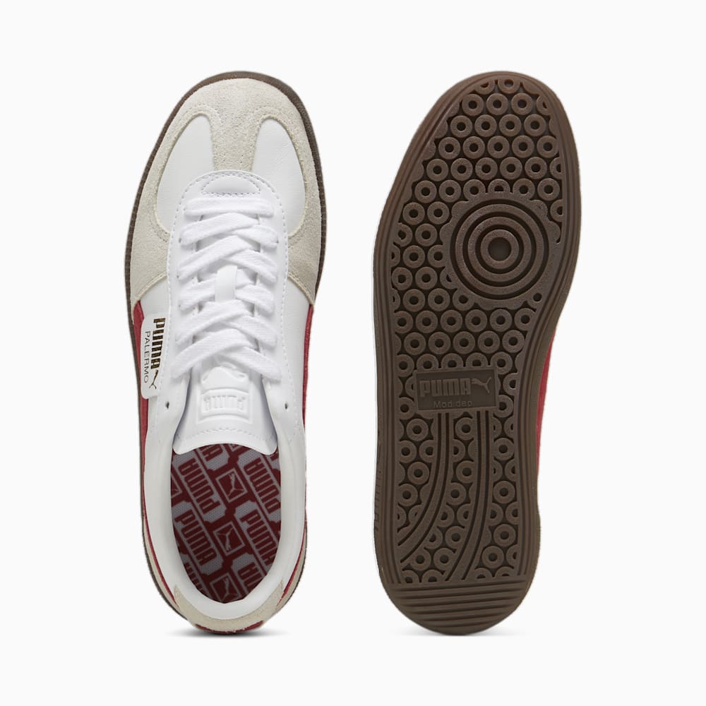 Puma Palermo Leather Sneakers - White-Vapor Gray-Club Red