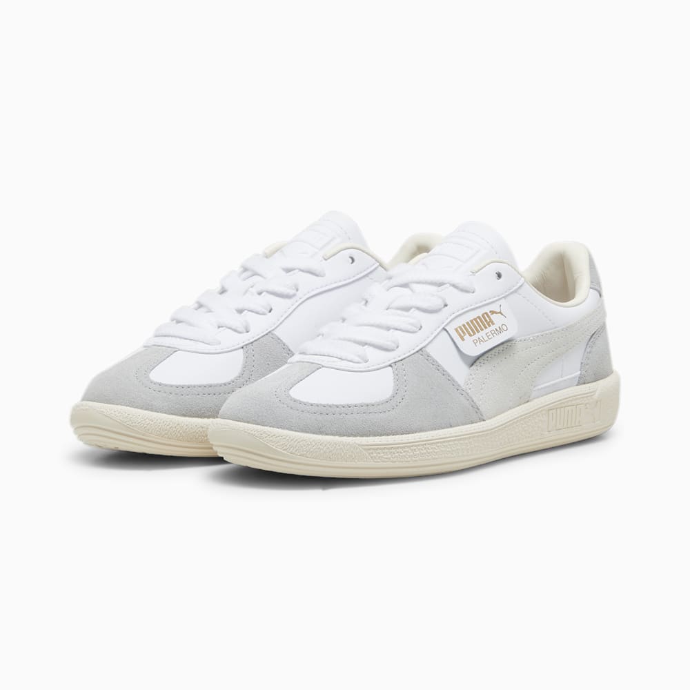 Puma Palermo Leather Big Kids Sneakers - White-Cool Light Gray-Sugared Almond