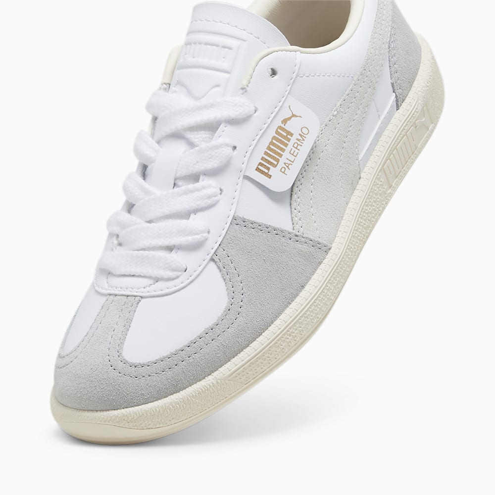 Puma Palermo Leather Big Kids Sneakers - White-Cool Light Gray-Sugared Almond