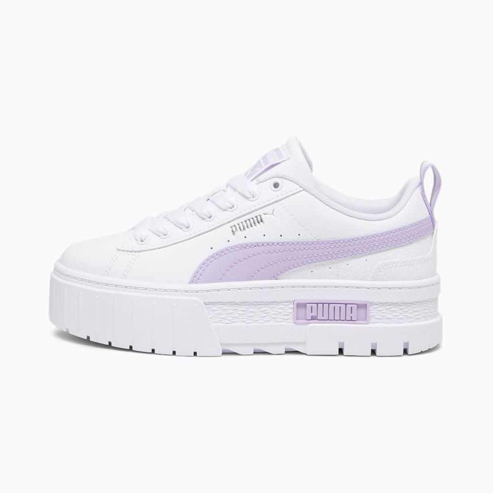 Puma Mayze Leather Big Kids Sneakers - White-Vivid Violet