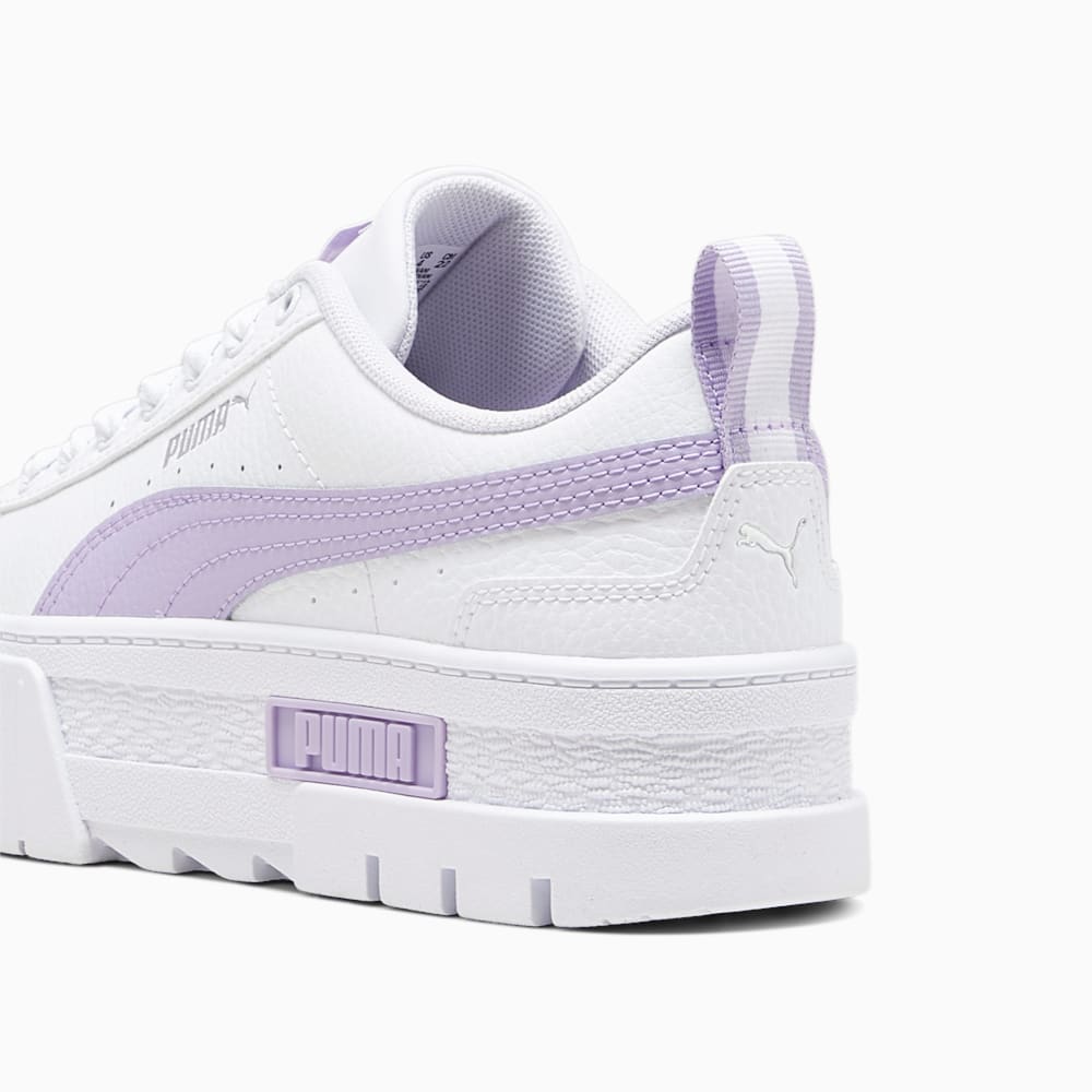 Puma Mayze Leather Big Kids Sneakers - White-Vivid Violet