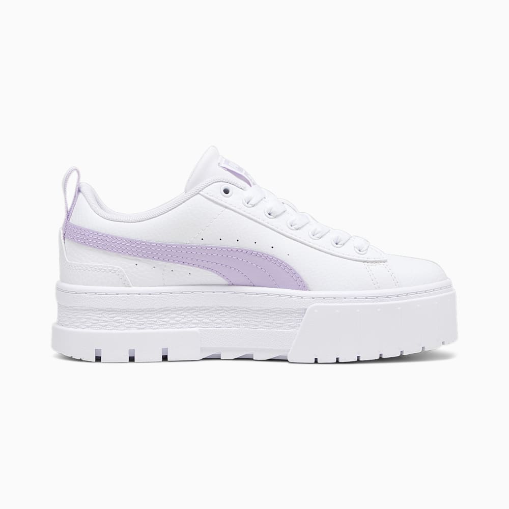 Puma Mayze Leather Big Kids Sneakers - White-Vivid Violet