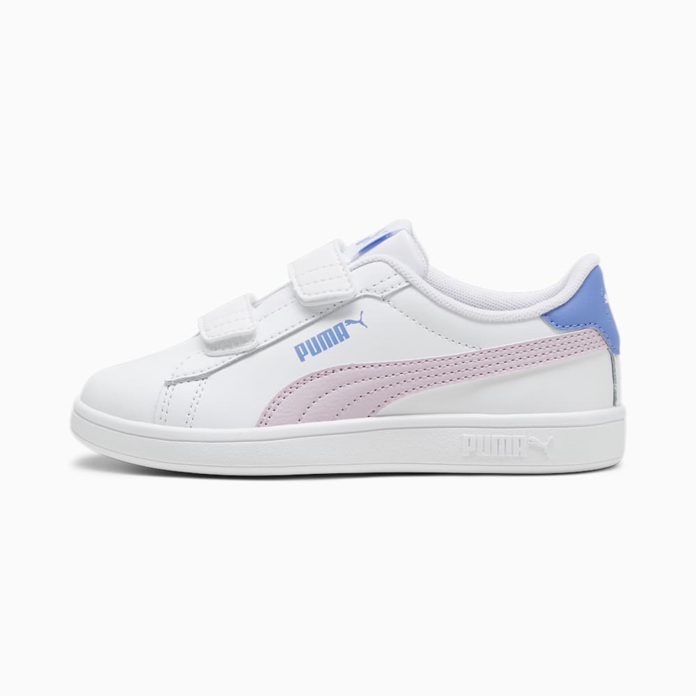 Puma Smash 3.0 Leather V Little Kids Sneakers - White-Grape Mist-Blue Skies