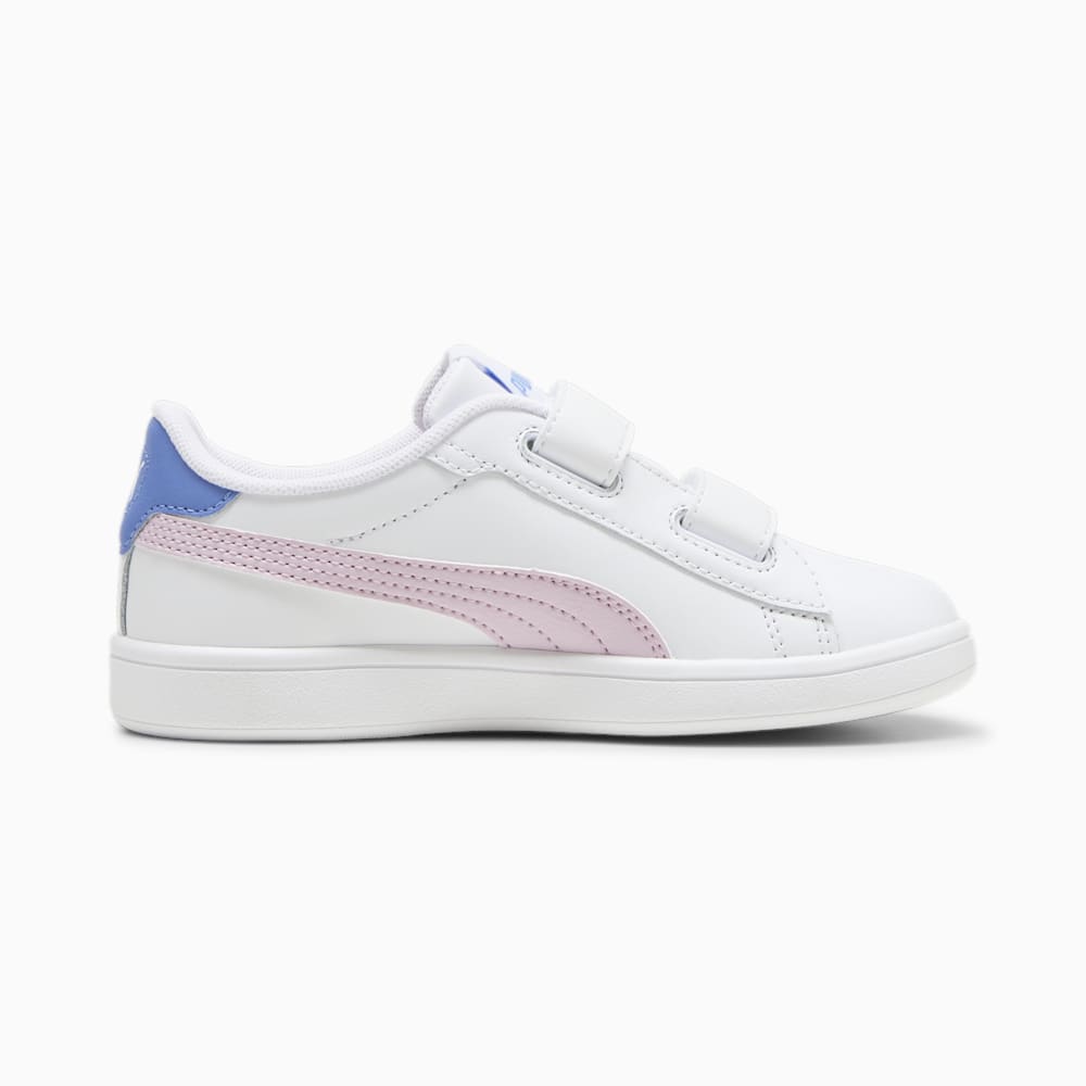 Puma Smash 3.0 Leather V Little Kids Sneakers - White-Grape Mist-Blue Skies