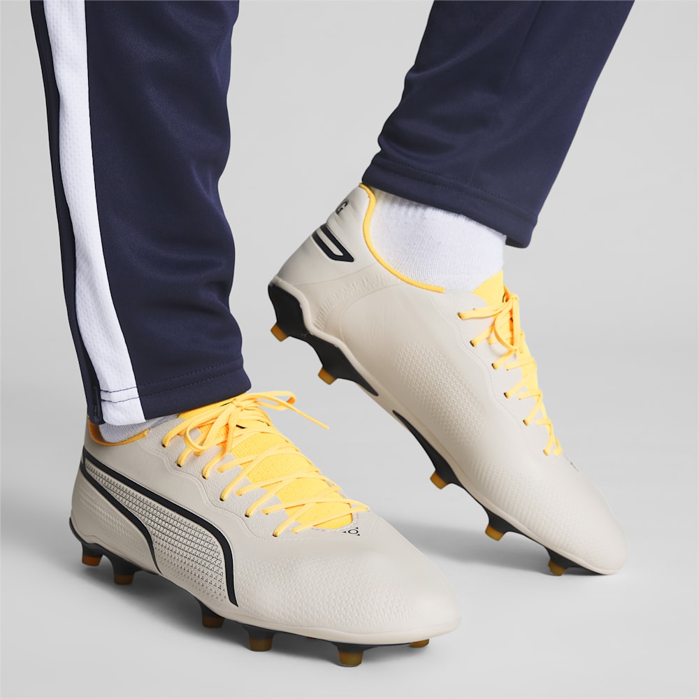 Puma KING PRO FG/AG Soccer Cleats - Alpine Snow-Asphalt-Yellow Blaze