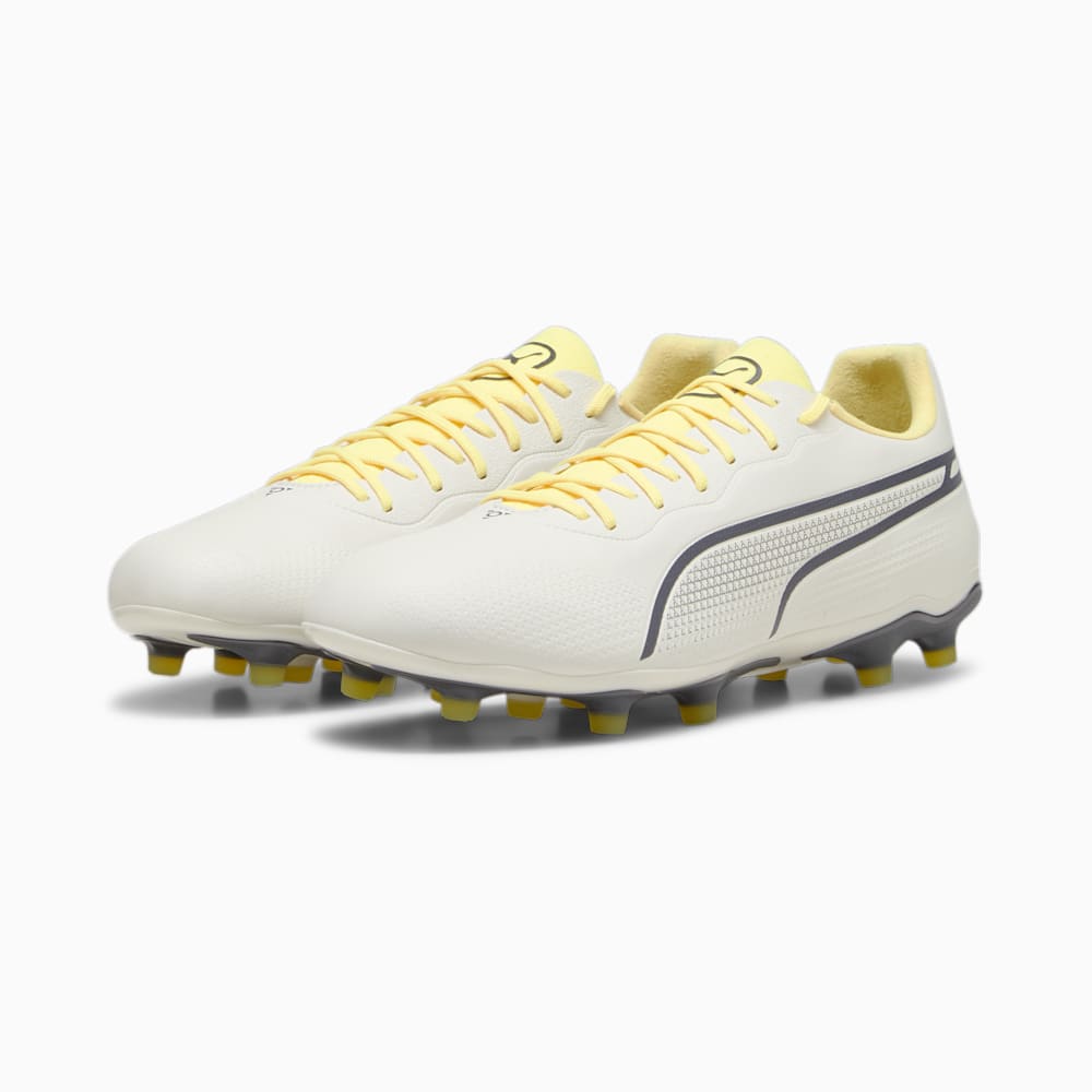 Puma KING PRO FG/AG Soccer Cleats - Alpine Snow-Asphalt-Yellow Blaze