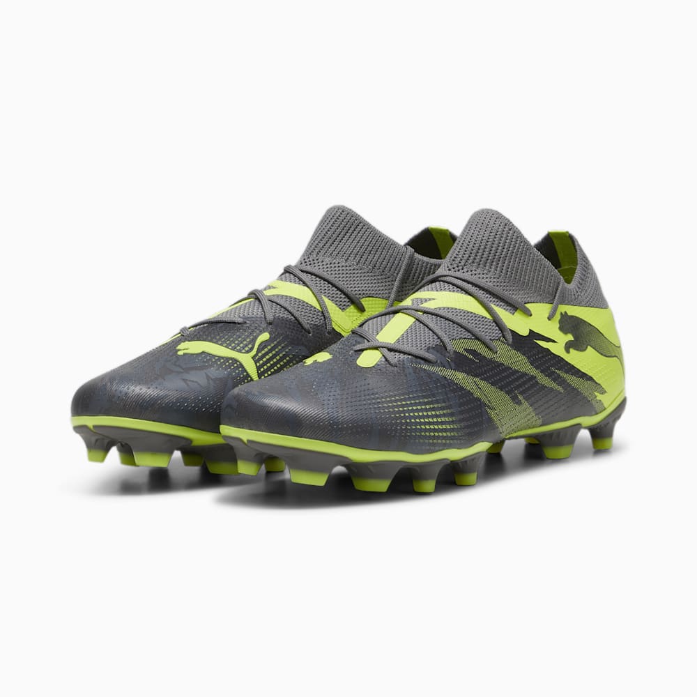 Puma FUTURE 7 MATCH RUSH FG/AG Soccer Cleats - Strong Gray-Cool Dark Gray-Electric Lime