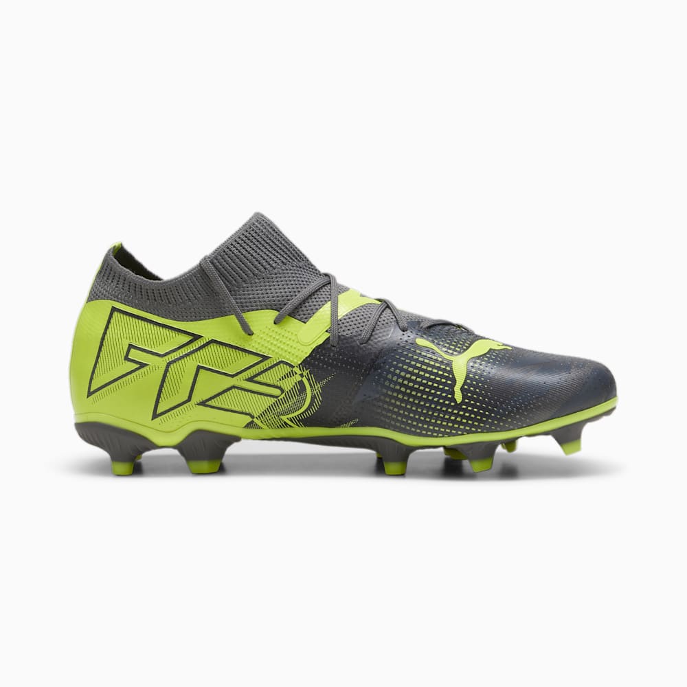 Puma FUTURE 7 MATCH RUSH FG/AG Soccer Cleats - Strong Gray-Cool Dark Gray-Electric Lime