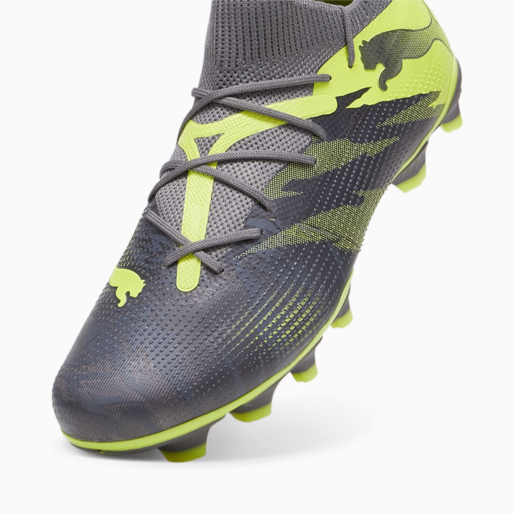 Puma FUTURE 7 MATCH RUSH FG/AG Soccer Cleats - Strong Gray-Cool Dark Gray-Electric Lime