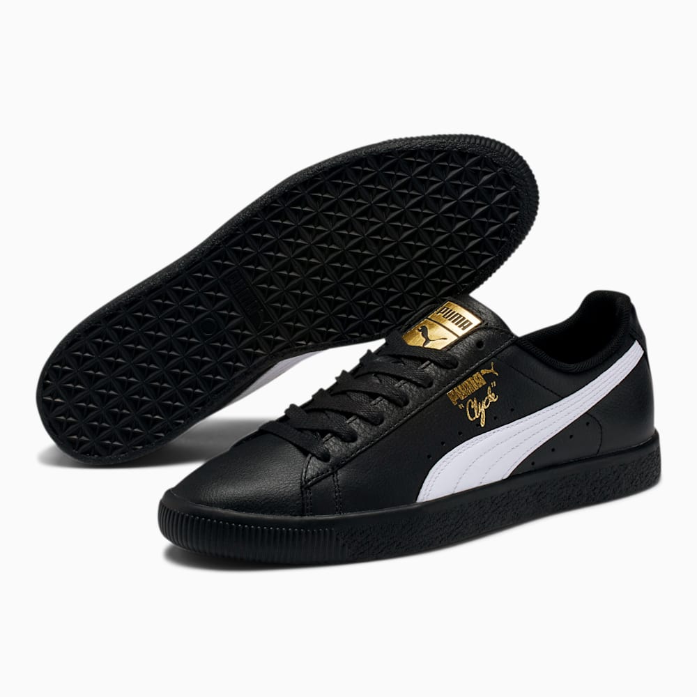 Puma Clyde Core Foil Sneakers - Black-White-Team Gold