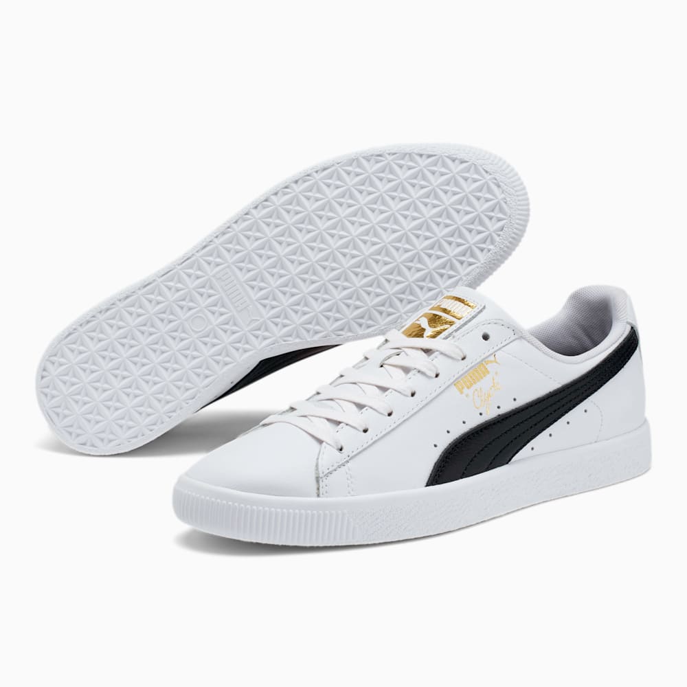 Puma Clyde Core Foil Sneakers - White-Black-Team Gold