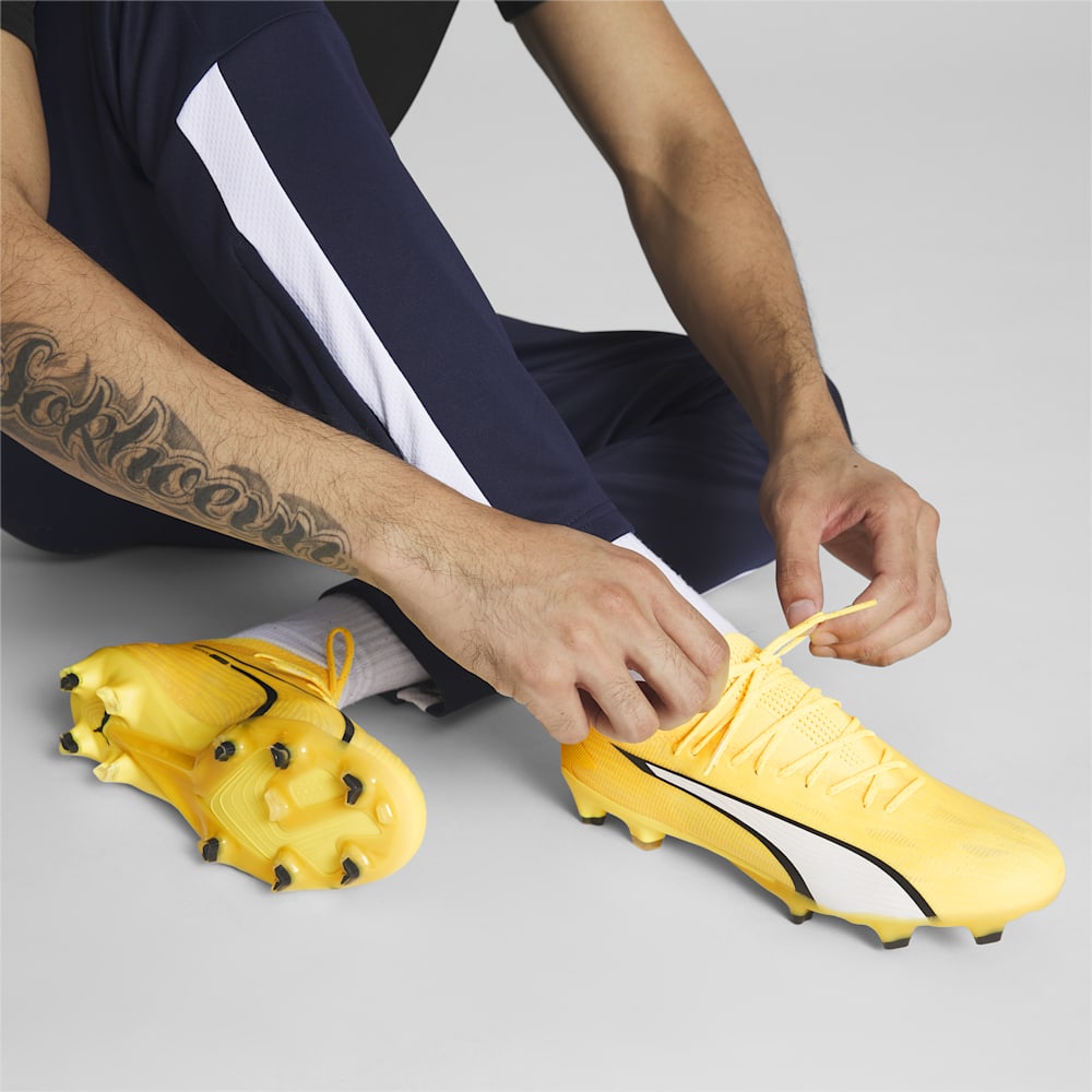 Puma ULTRA ULTIMATE FG/AG Soccer Cleats - Yellow Blaze-White-Black