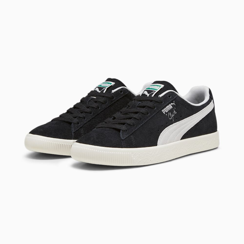 Puma Clyde Hairy Suede Sneakers - Black-Frosted Ivory