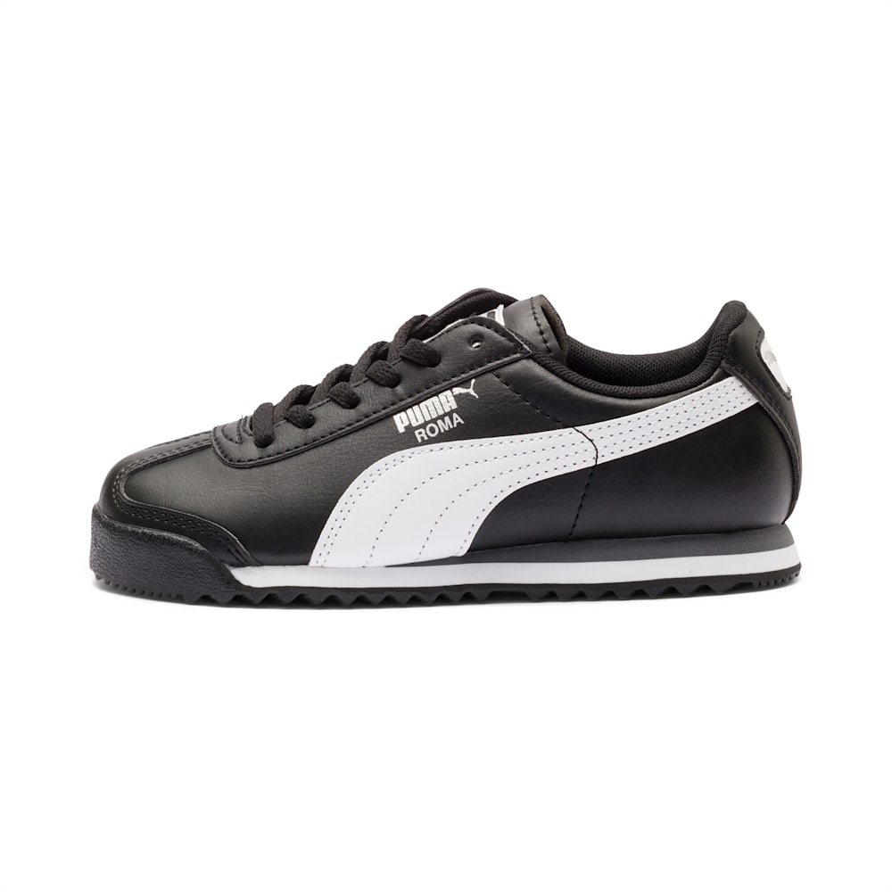 Puma Roma Basic Little Kids Shoes - Black-White-Silver