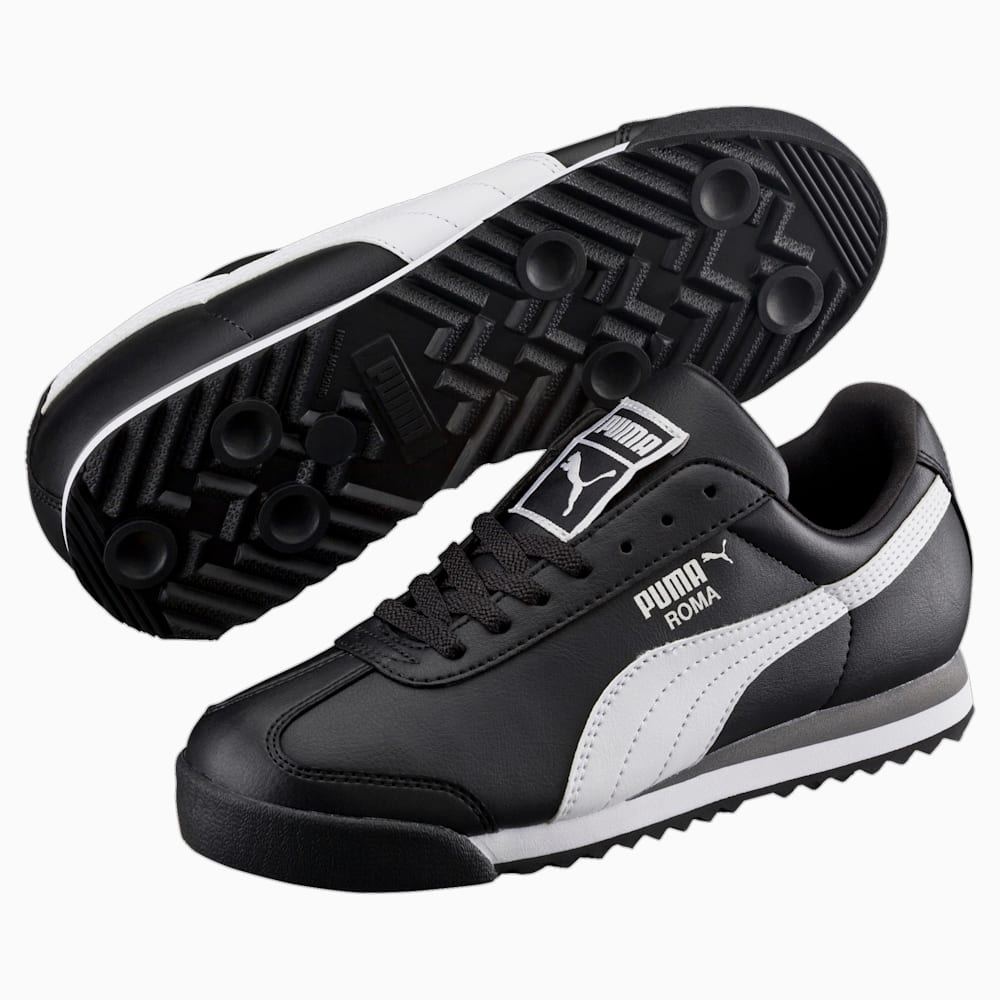 Puma Roma Basic Little Kids Shoes - Black-White-Silver