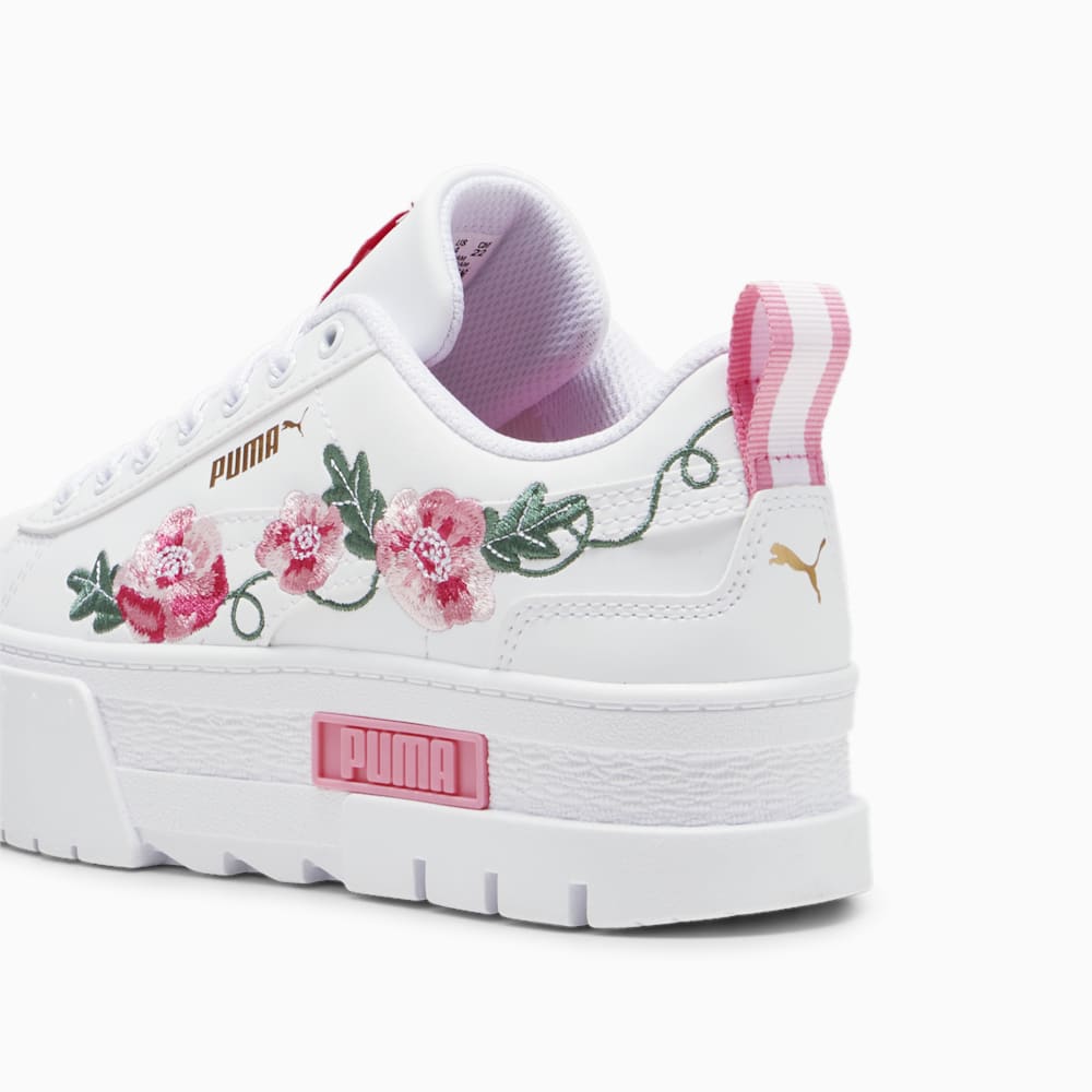 Puma Mayze Embroidery Big Kids Sneakers - White-Fast Pink-Vine