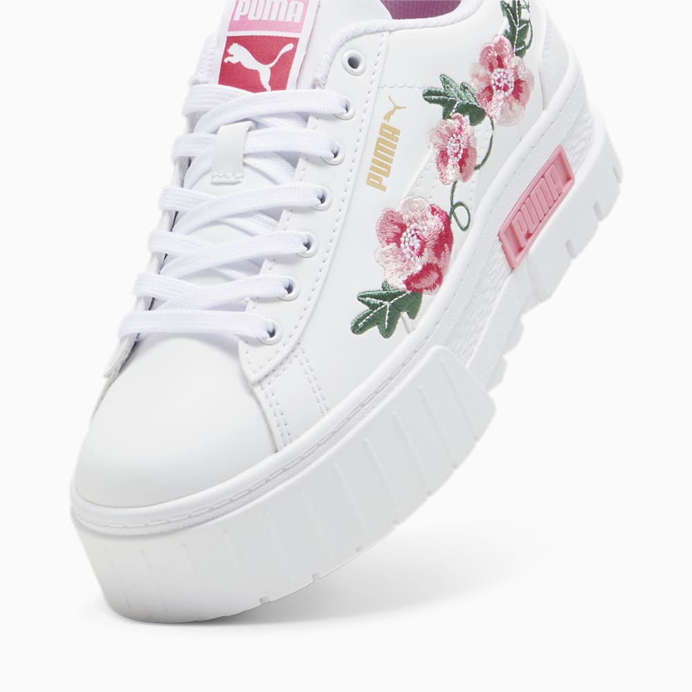 Puma Mayze Embroidery Big Kids Sneakers - White-Fast Pink-Vine