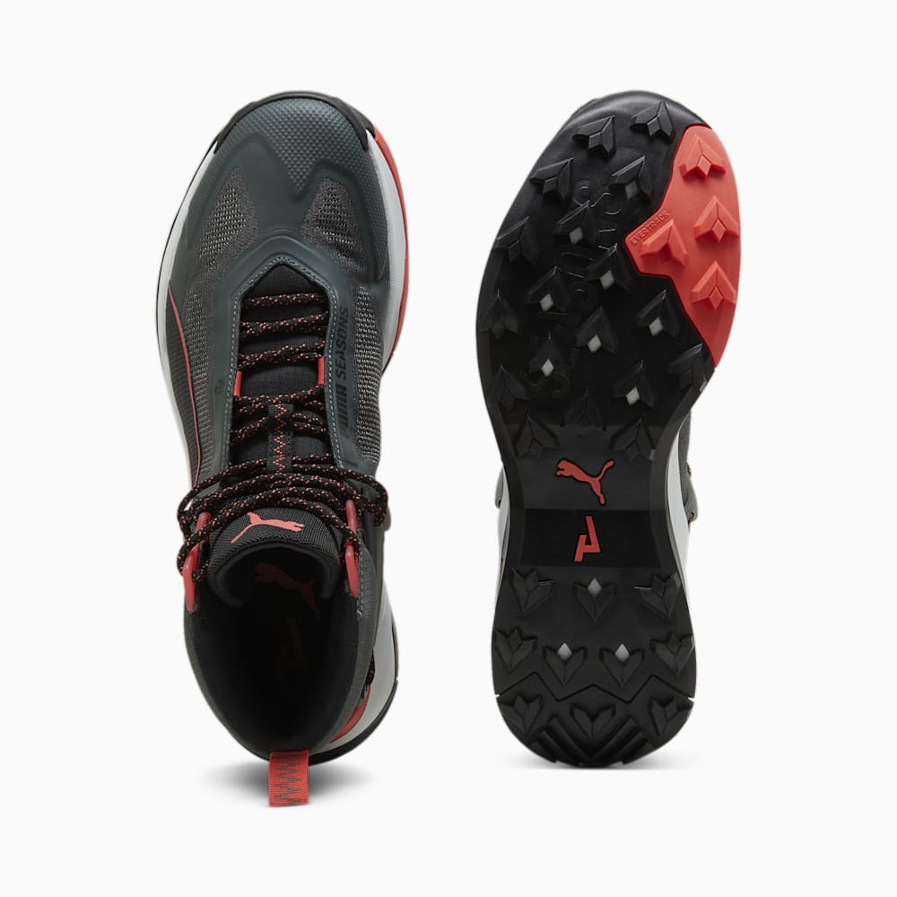 Puma SEASONS Explore NITRO™ Mid Hiking Shoes - Mineral Gray-Black-Active Red