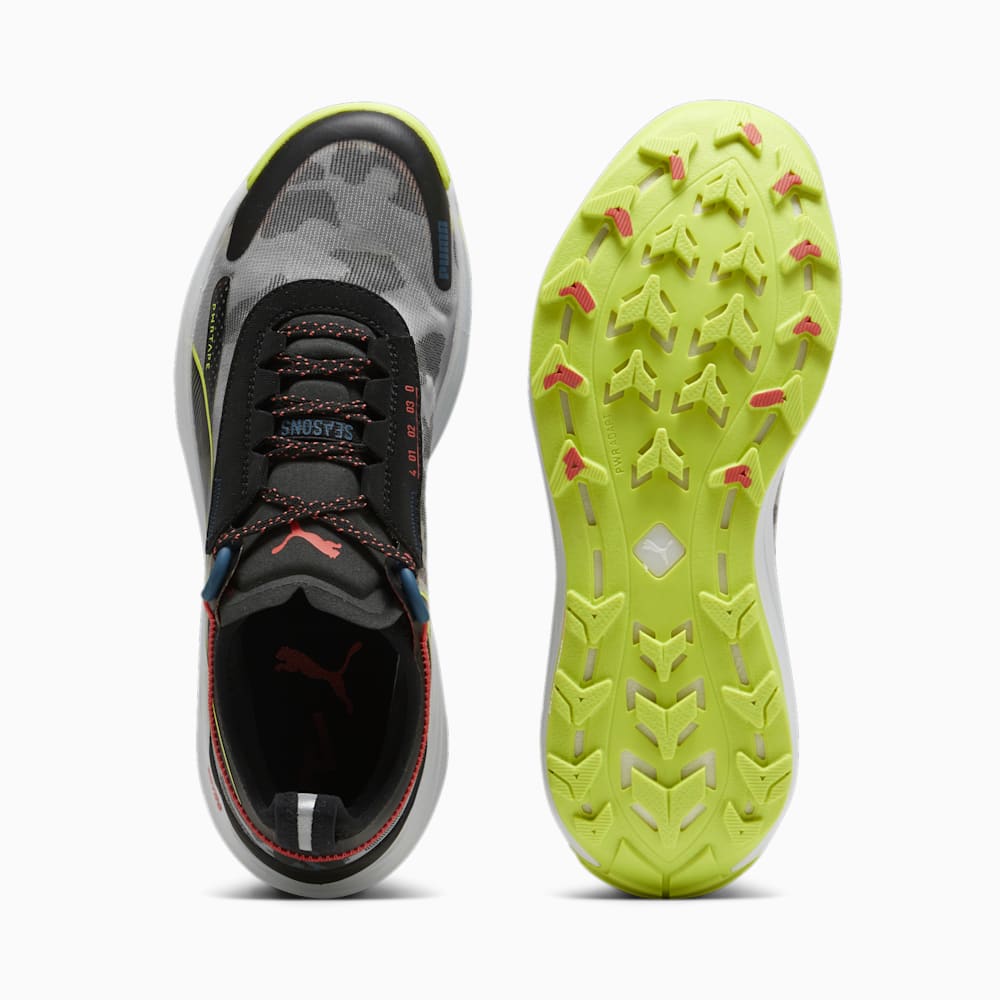 Puma SEASONS Voyage NITRO™ 3 Running Shoes - Black-Lime Pow-Active Red